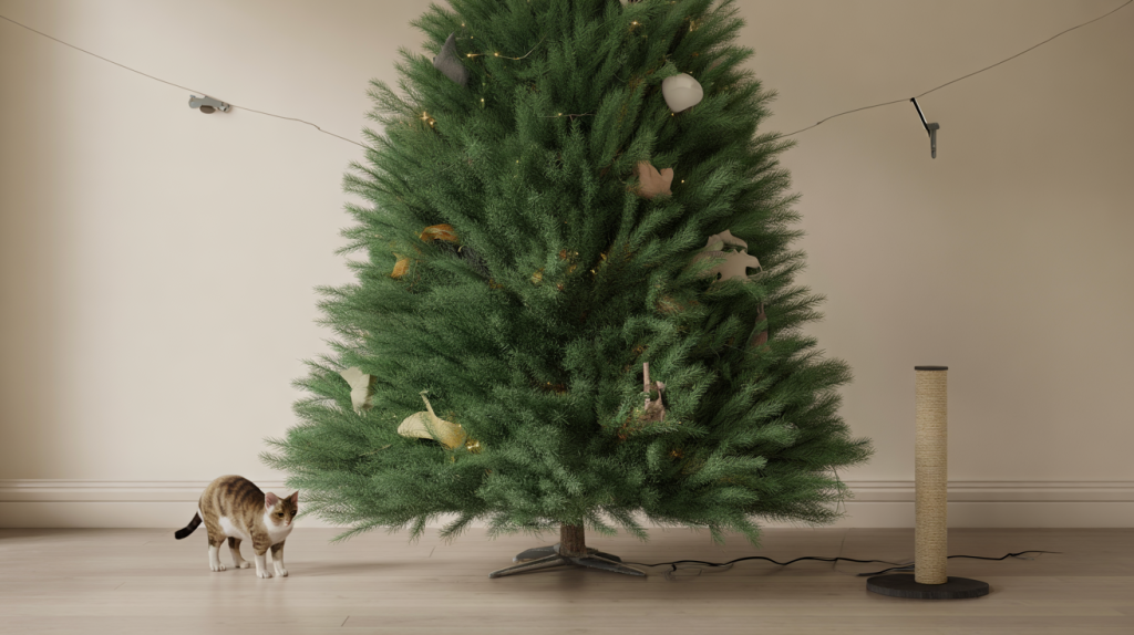 albero di Natale sicuro per gatti