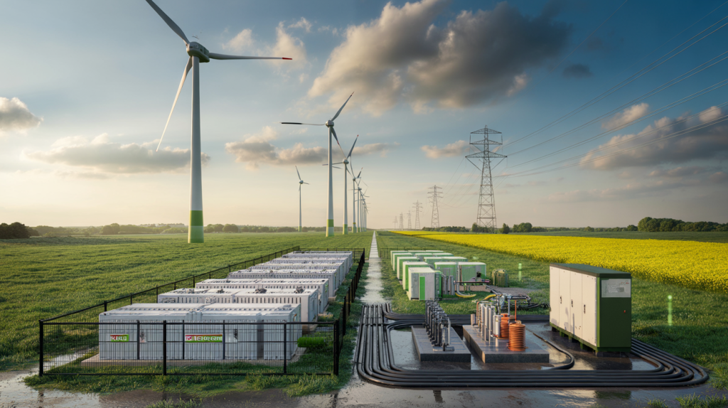 PNE Enercon wind-battery hybrid park Germany